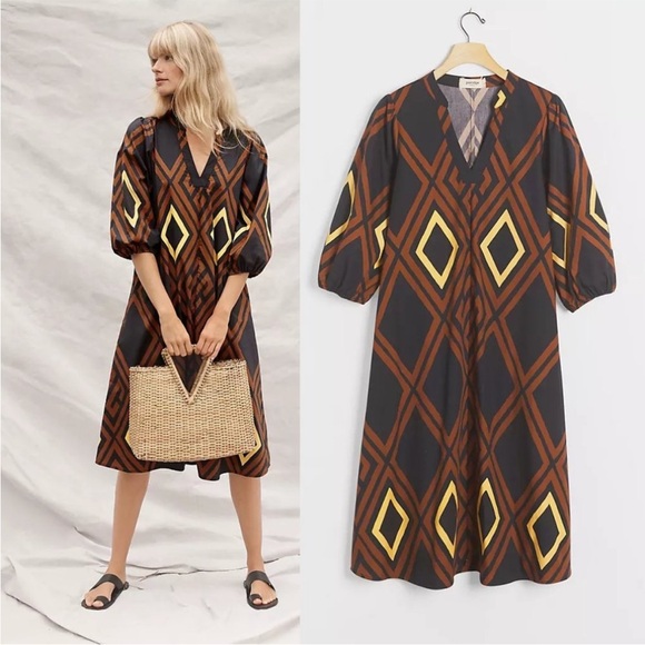 Anthropologie Dresses & Skirts - Anthropologie Porridge Mireil Geometric Midi Dress - Size Medium